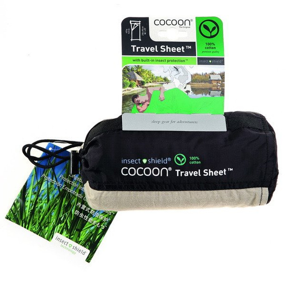 Prześcieradło podróżne Insect Shield – bawełna - Cocoon Travelsheet - Sand