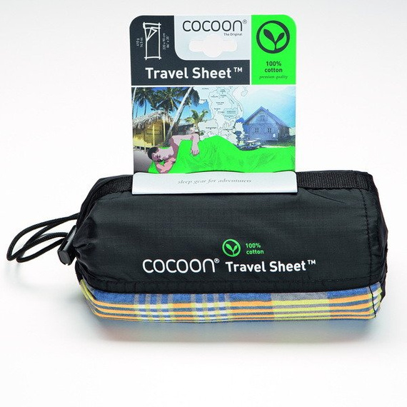 Prześcieradło podróżne - bawełna 100% - Cocoon Travelsheet - Cactus Blue